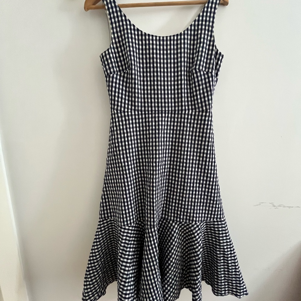 Vintage J. Crew Seersucker Gingham Sundress with Peplum Hem
